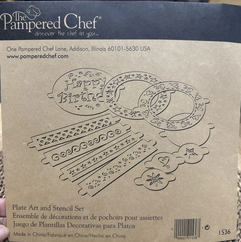 Pampered Chef #1536 Cake Stencil Set of 7 Patterns Balloons Borders Star Heart